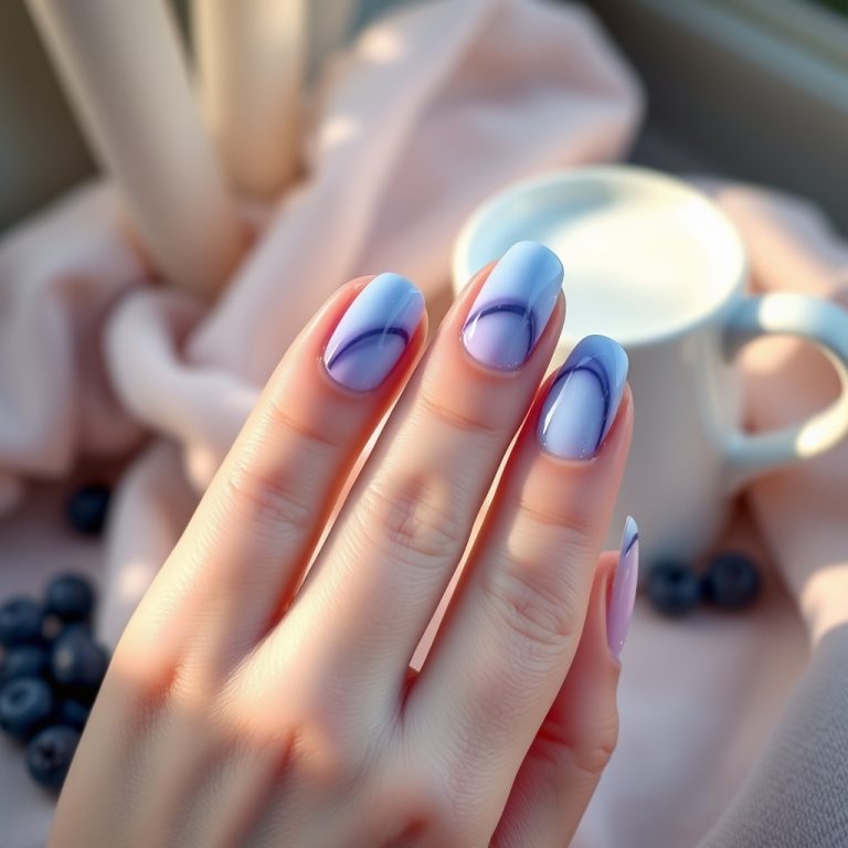 The Dreamy Delights of Blueberry Milk & Velvet Cat Eye: A Modern Nail Art Love Story