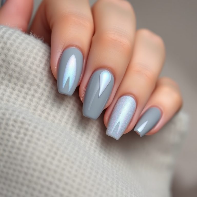 The Enchanting Fusion of Muted Slate and Aura Nails: A Modern Manicure Dream in Subtle Sophistication